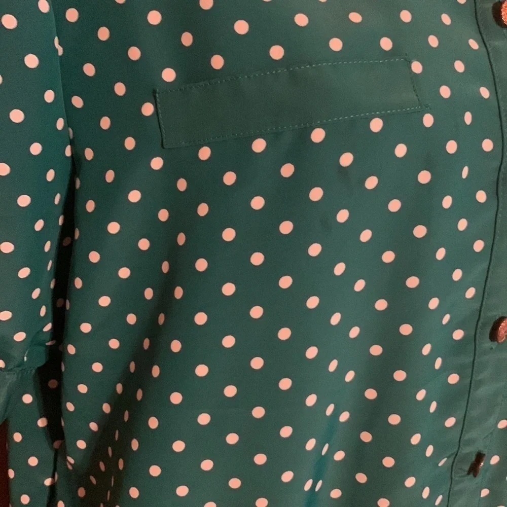 Vintage Andrea Gale green & white polka dot skirt set